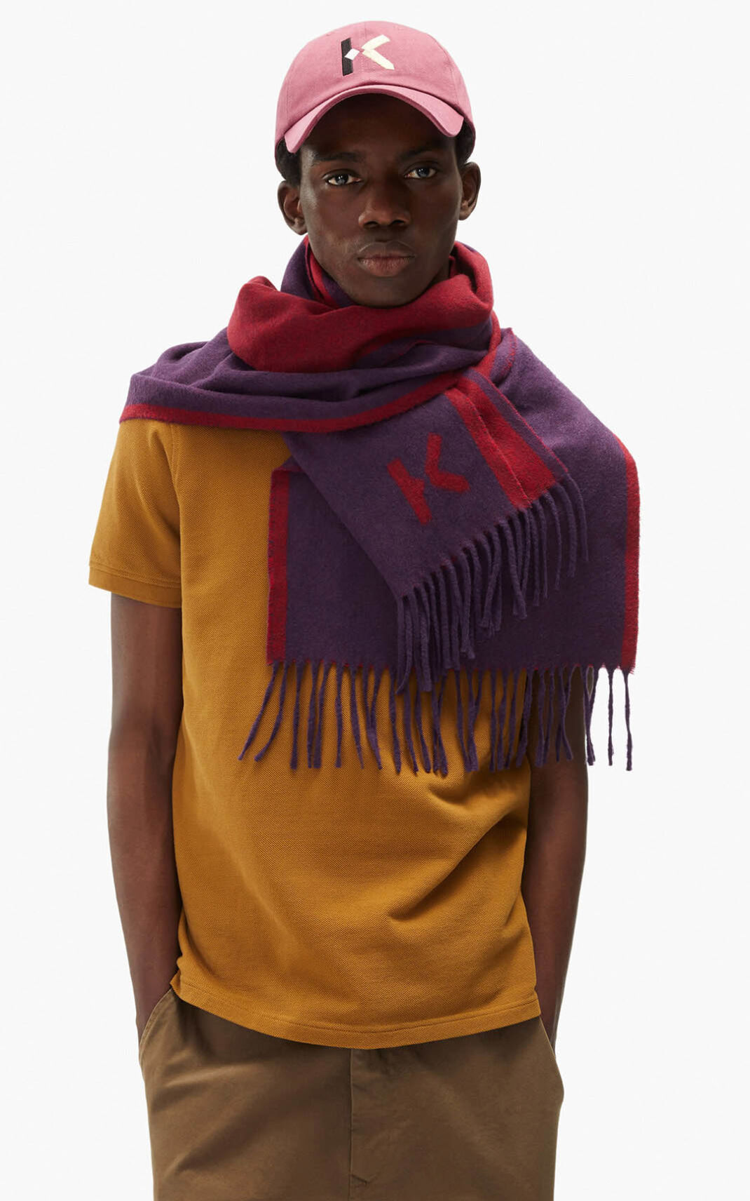 Echarpe Kenzo K Logo cashmere Homme Violette | OBCD-05342